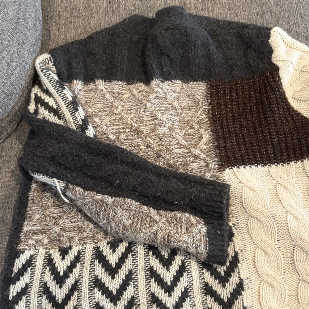 Zara Women's Patchwork Cardigan - Black, Gray, Cream, Brown - Picture 3 of 7
